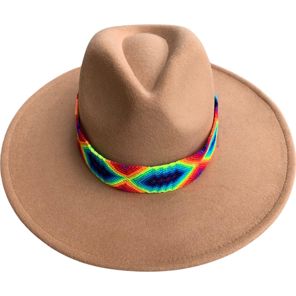 Camel Boho Western Rancher Woven Braid Hat - Picture 2 of 4